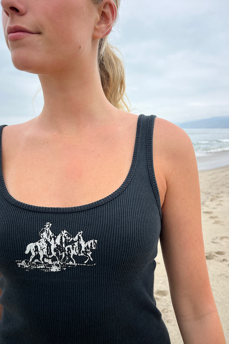 Amaya Riders on Horseback Tank | Black / XS/S