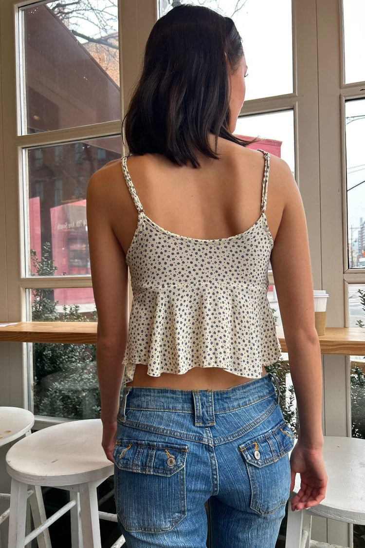 Tiffany Floral Heart Tank | Navy Blue Floral and Heart / XS/S