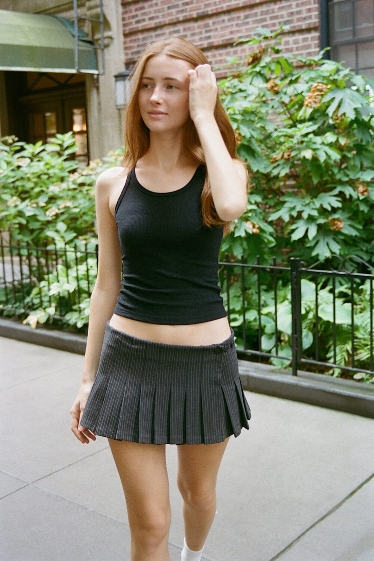 Dana Stripes Skirt | Charcoal Silver Stripes / XS/S