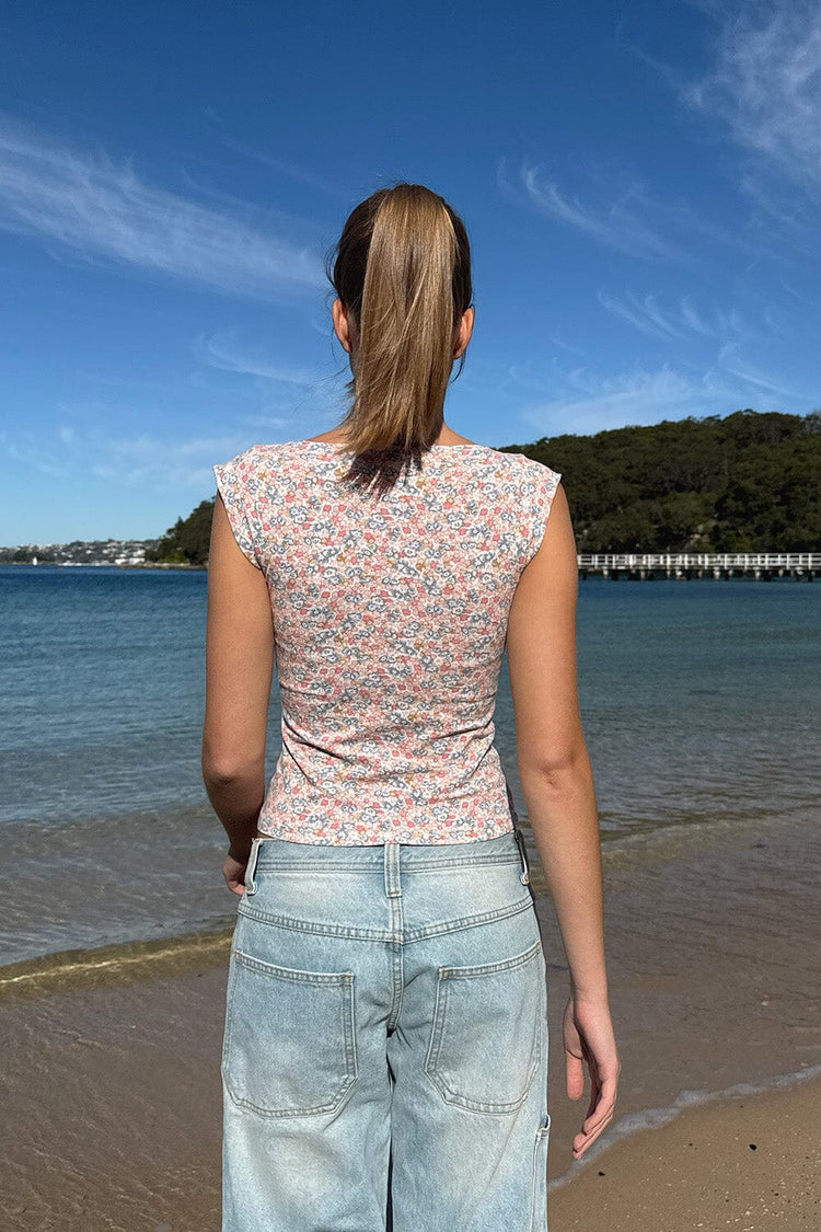Amara Floral Tank | Blue And Pink Florals
