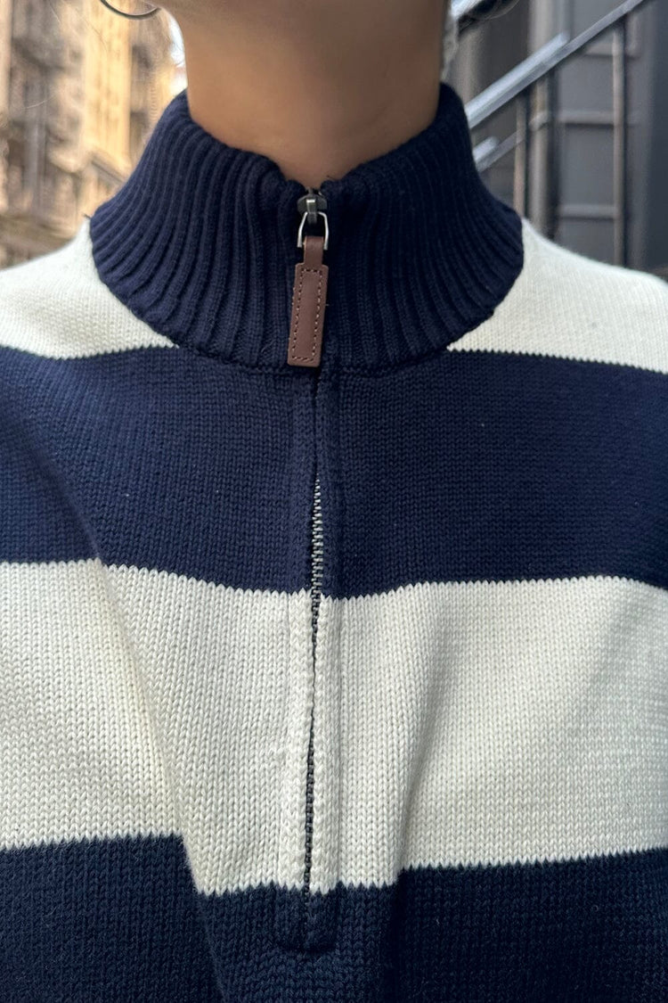 Casey Sweater | White With Navy Blue Stripes