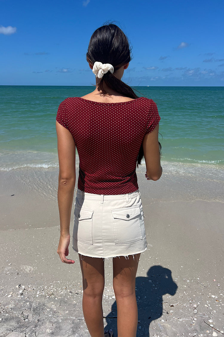 Ella Polka Dots Top | Red With White Polka Dots / XS/S
