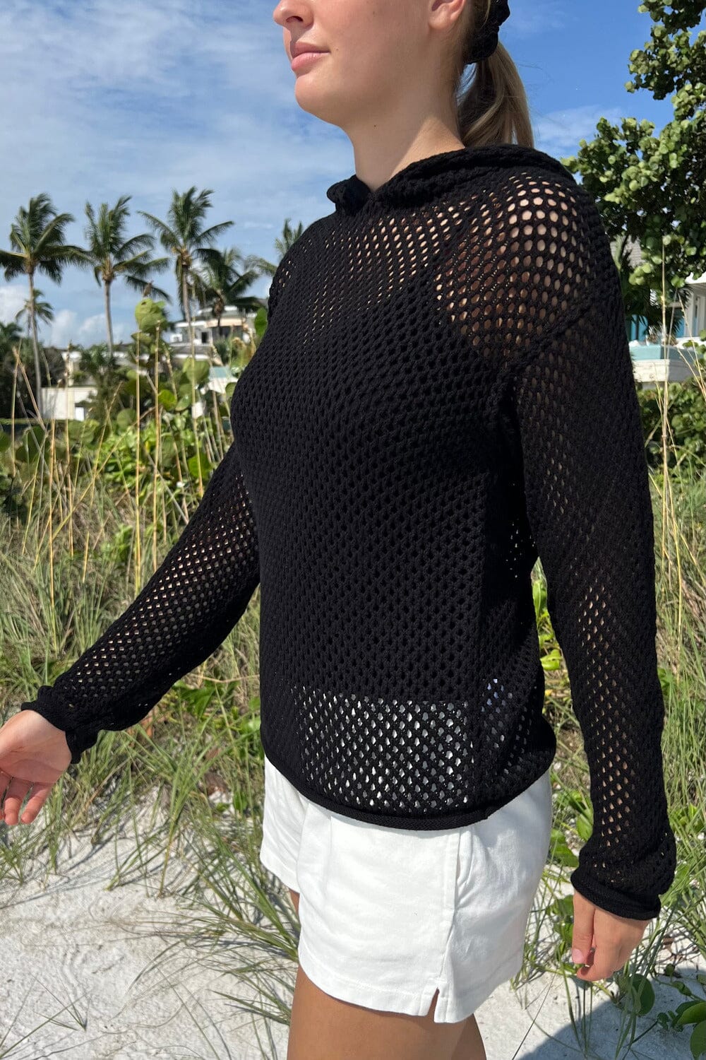 Christy Net Hoodie | Black / Regular Fit