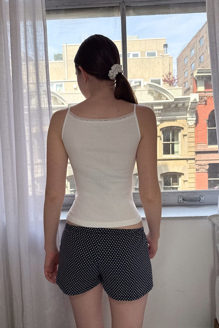 Emery Hearts Shorts | Navy Blue with White Hearts / XS/S
