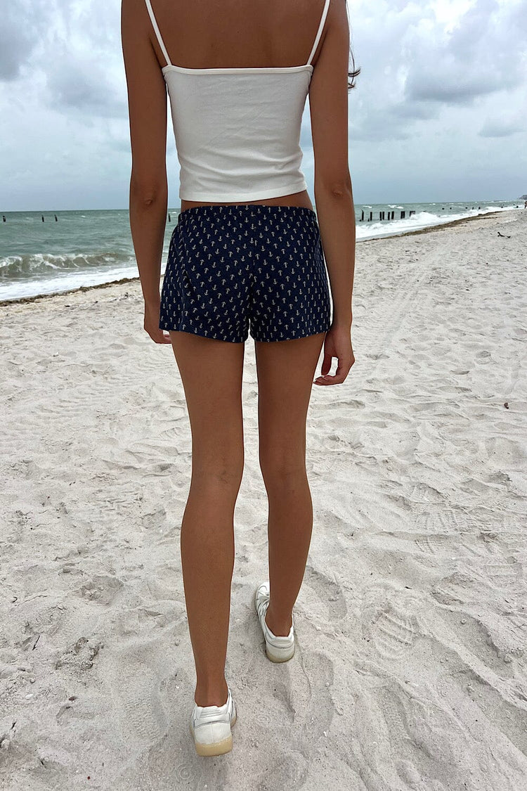 Emery Anchor Shorts | Navy Blue with White Anchor / XS/S