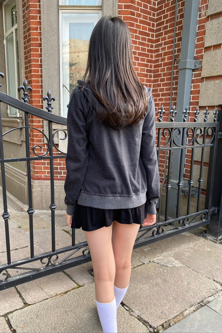 Christy Striped Hoodie | Grey And Charcoal Stripes / Regular Fit