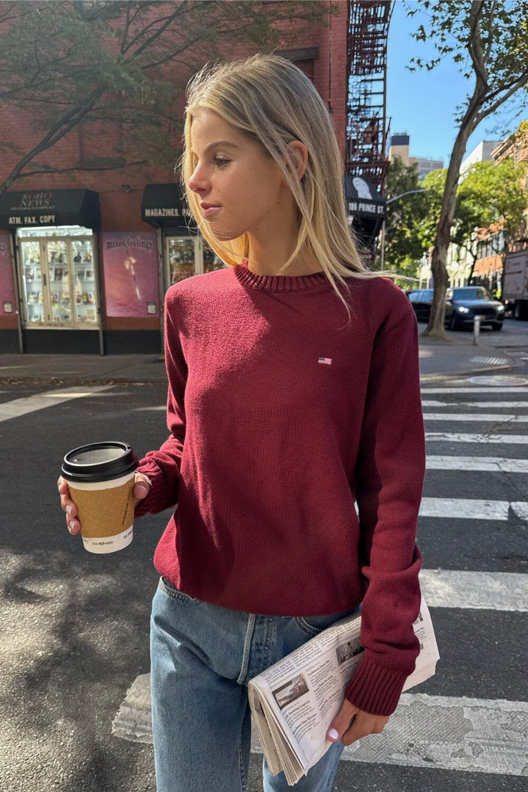 Brianna Cotton Sweater | Burgundy / S/M