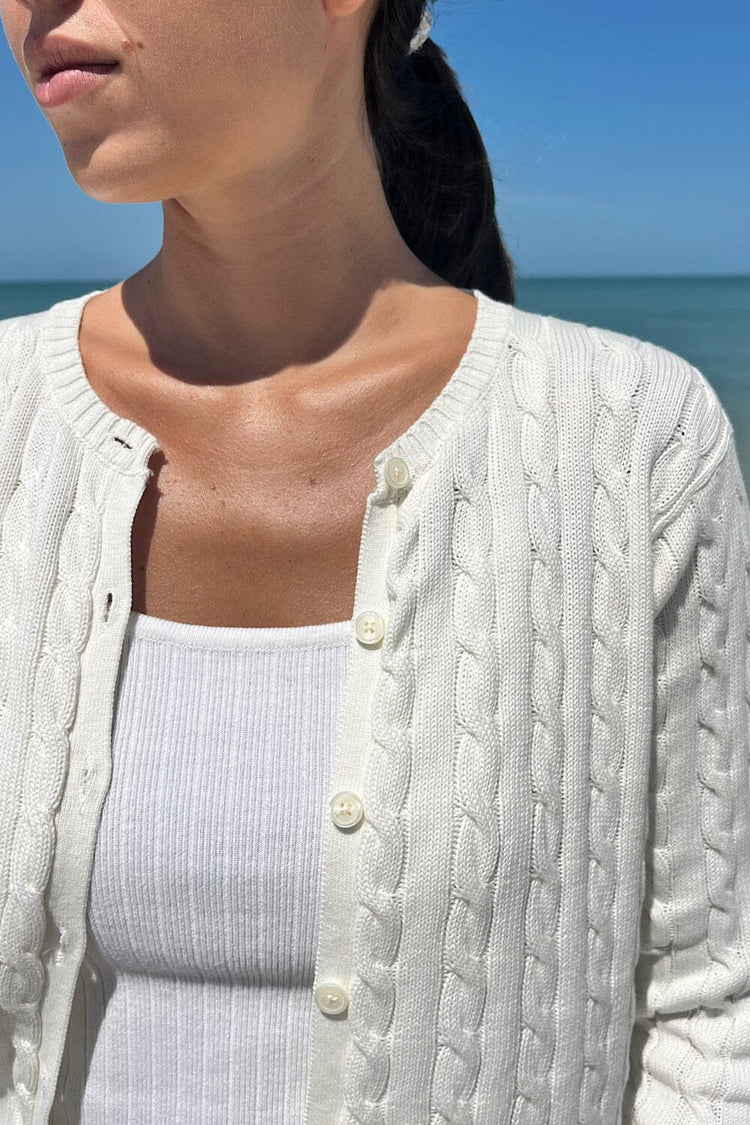 Amalie Cable Knit Cardigan | White / S/M