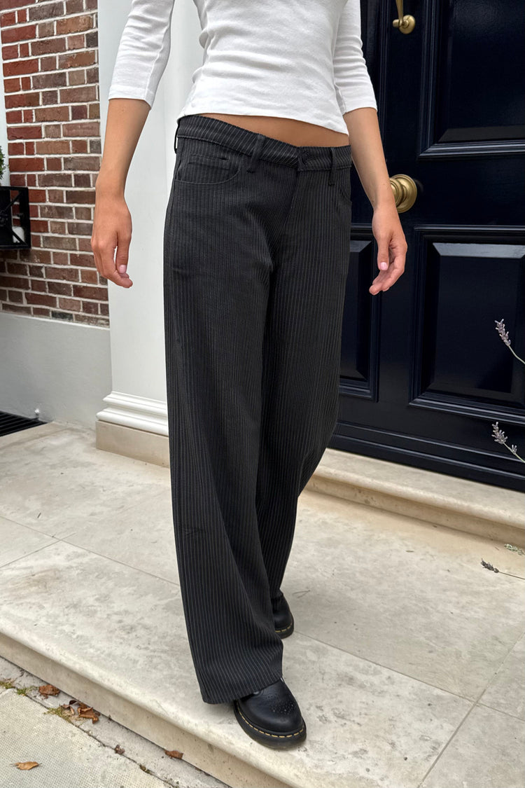 Jenna Striped Pants | Charcoal / S