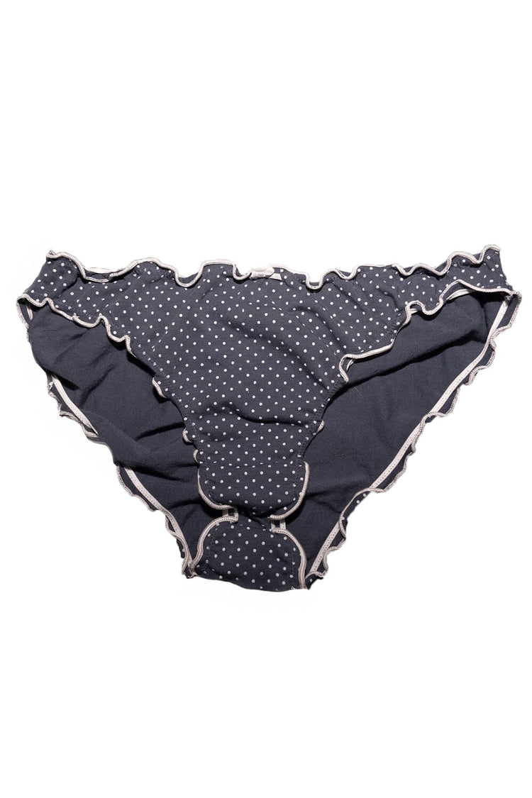 Polka Dots Scallop Bow Underwear | Faded Navy Blue With White Polka Dots / S