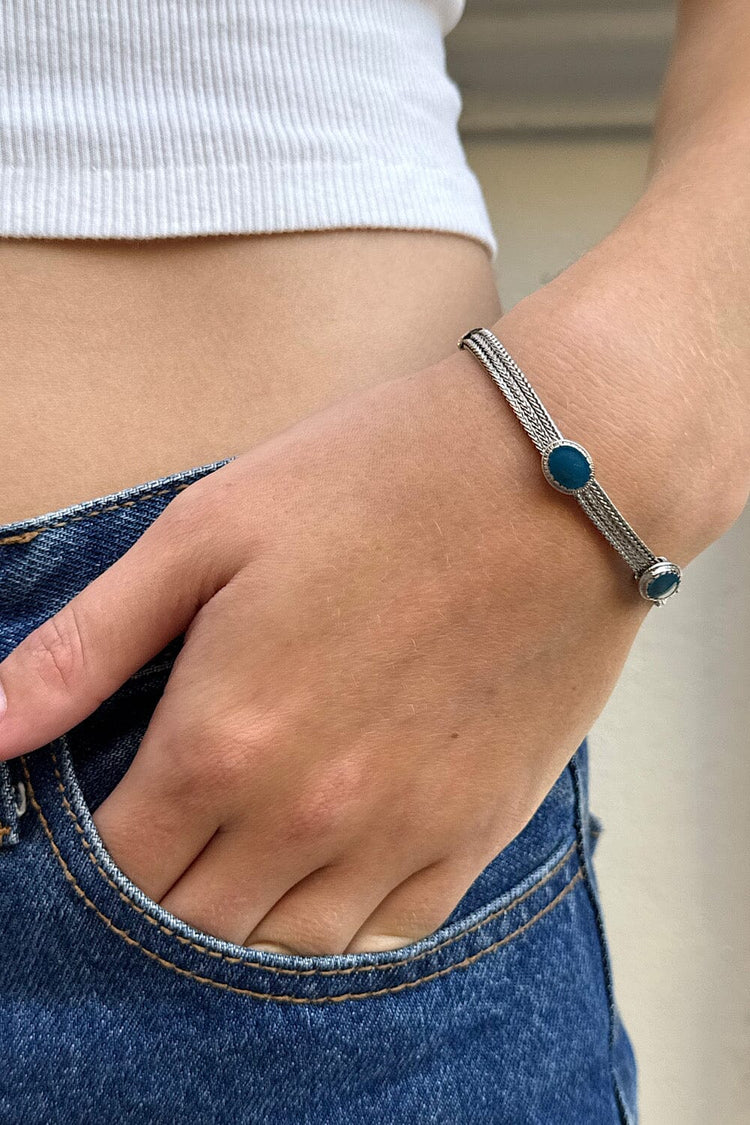 Silver Artificial Emerald Bracelet | Silver