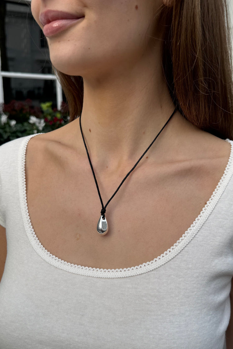 Drop Cord Necklace | Silver