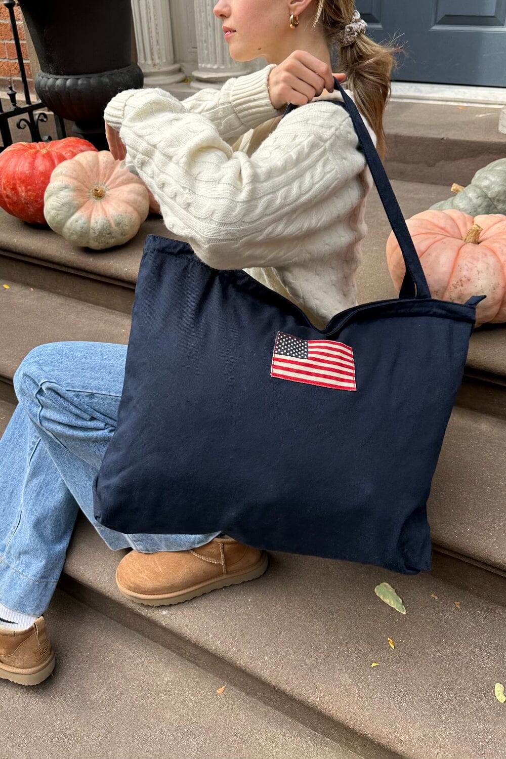 American Flag Tote Bag - Large Reusable Shopping Bag For Beach, Groceries, And Everyday Use