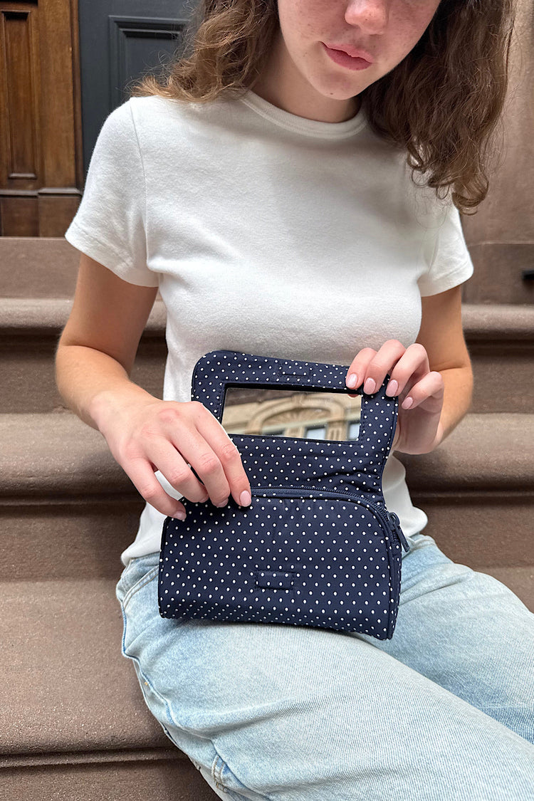 Polka Dots Makeup Bag | Navy with White Polka Dots