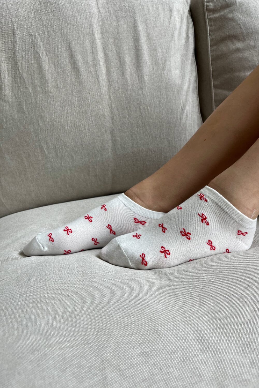 Bow Socks | White With Red Bow