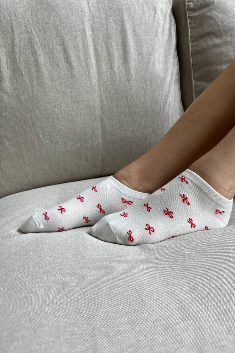 Bow Socks | White With Red Bow