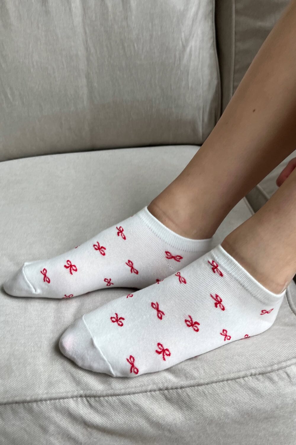 Bow Socks | White With Red Bow
