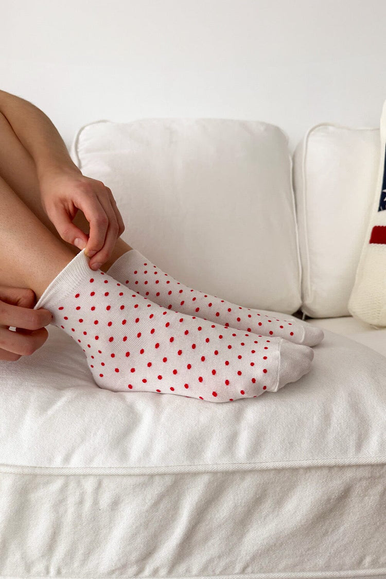 Polka Dots Socks | White Red Polka Dots