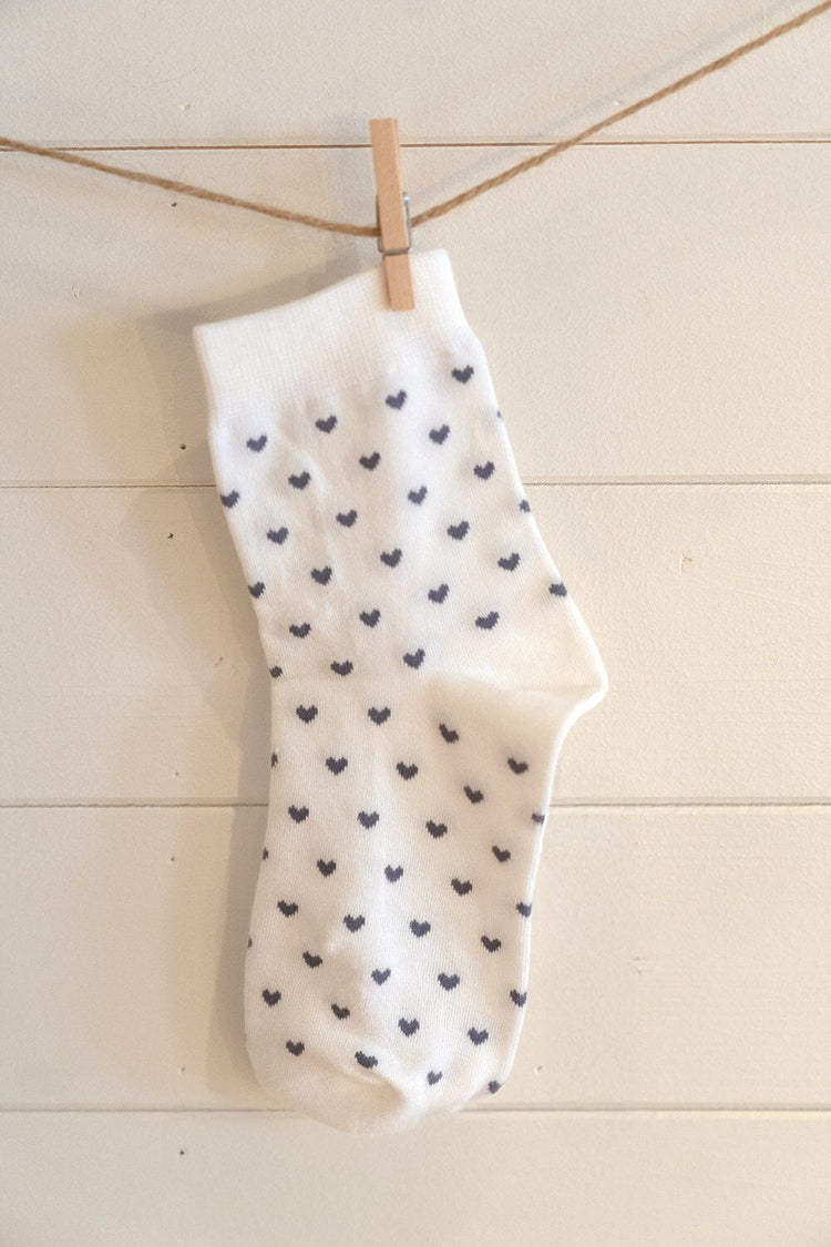 Heart Socks | White With Indigo Hearts