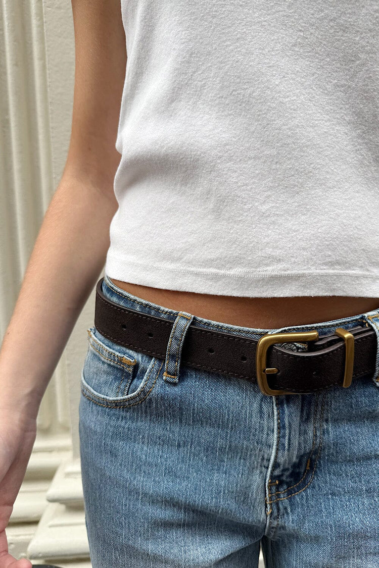 Faux Leather Buckle Belt | Gold