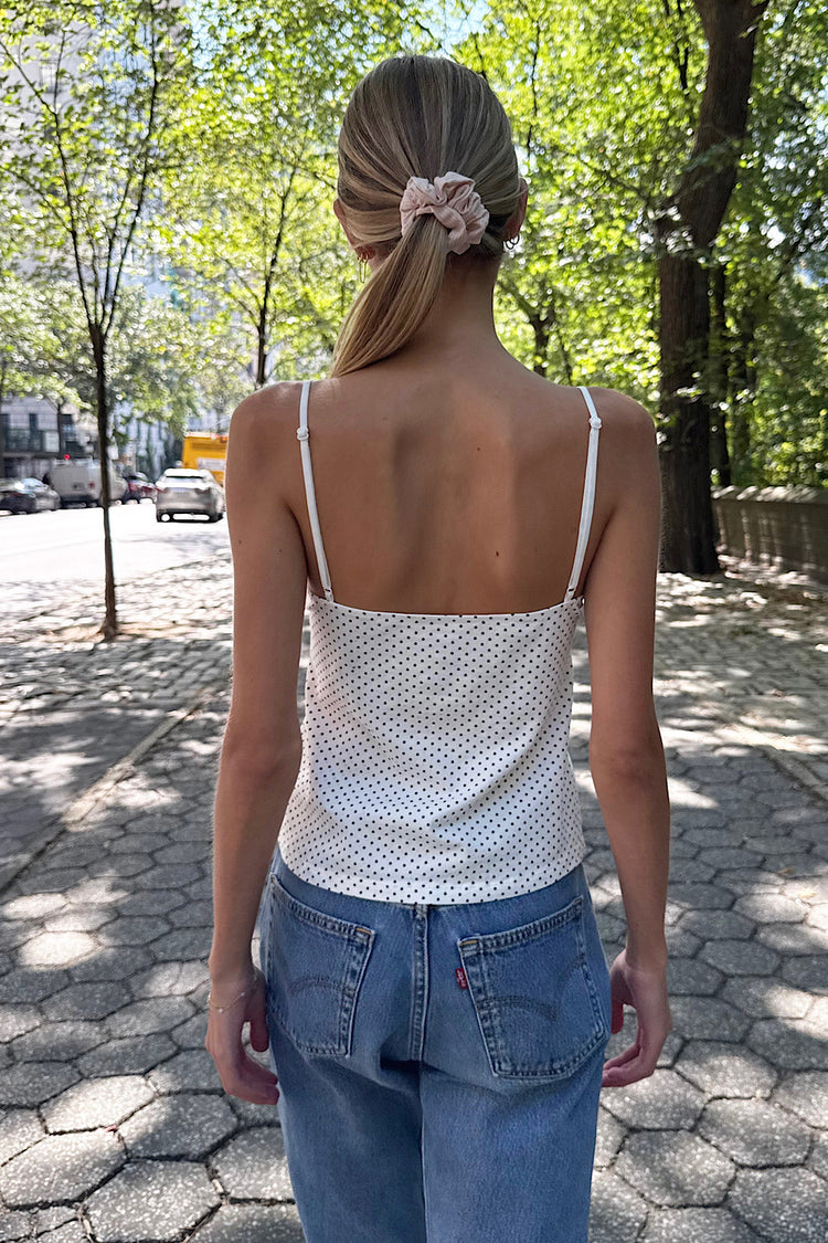 Tiffany Polka Dot Tank | White With Navy Blue Polka Dots / XS/S