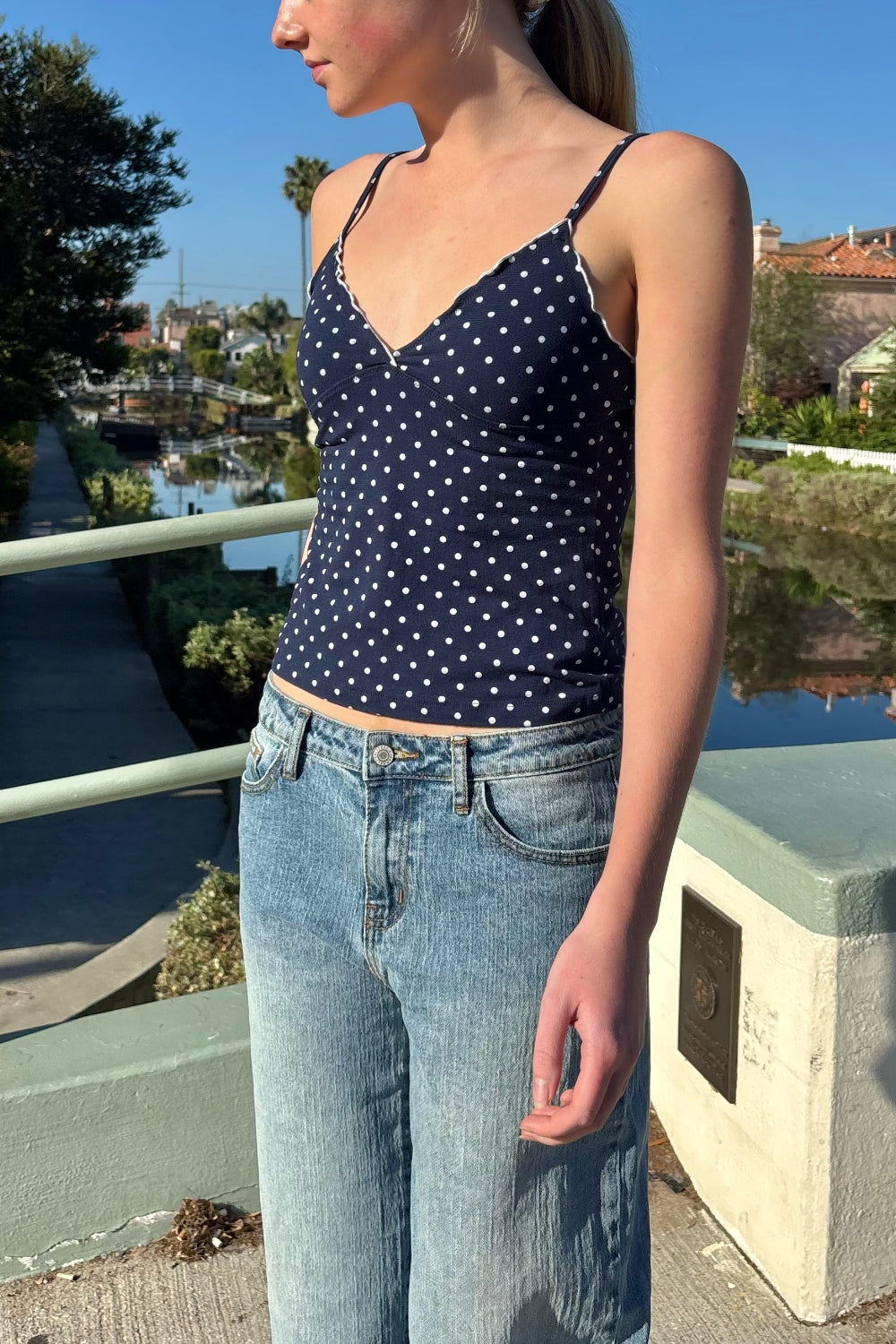 Tiffany Polka Dot Tank | Navy with White Polka Dots / XS/S