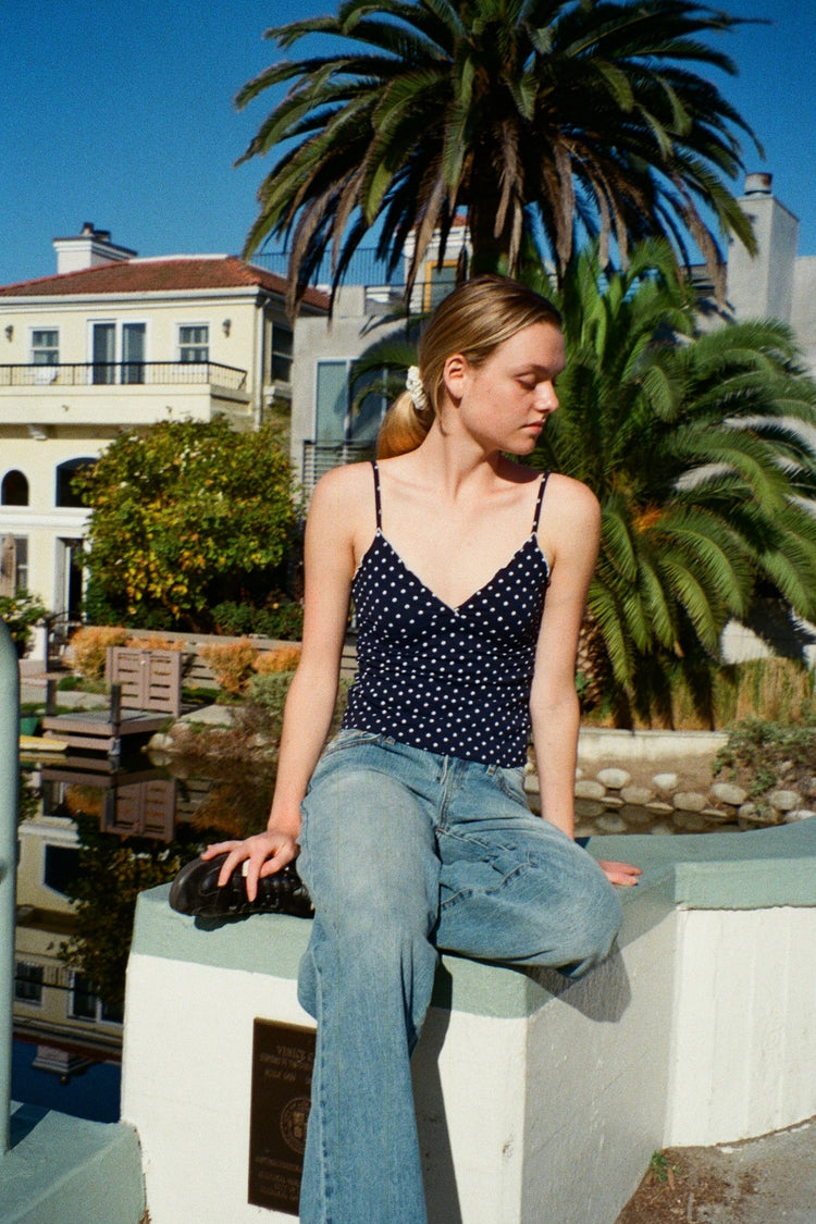 Tiffany Polka Dot Tank | Navy with White Polka Dots / XS/S