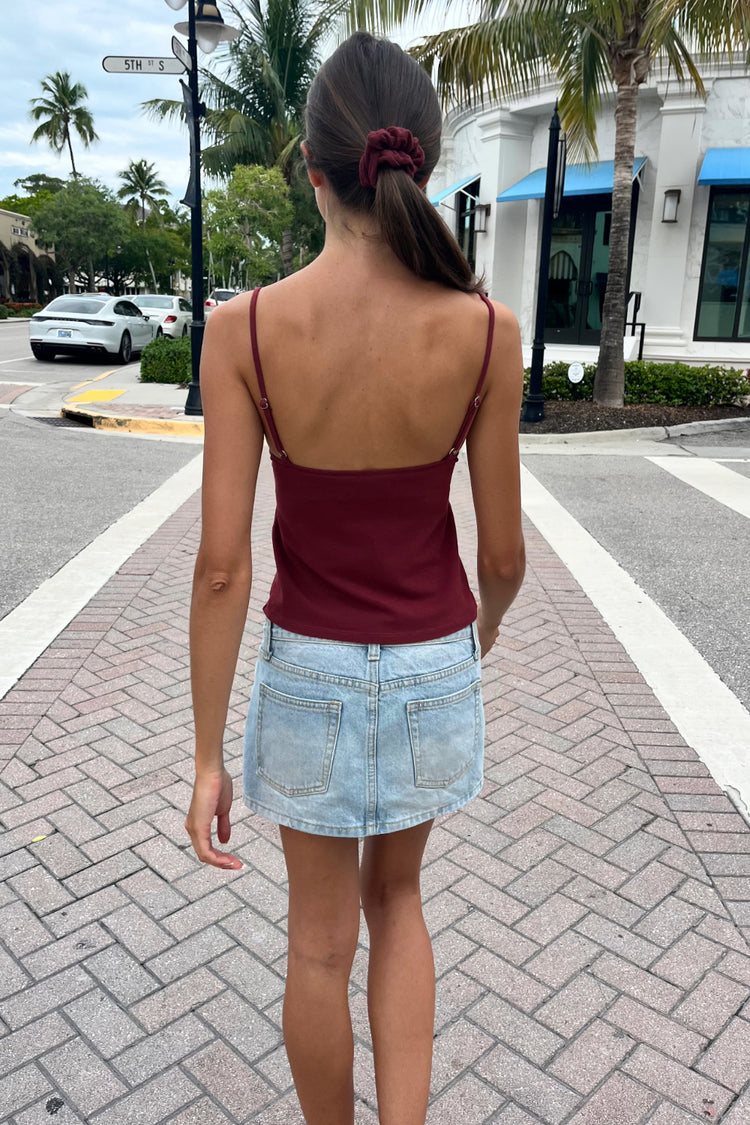 Amara Ruffle Tank | Burgundy / XS/S