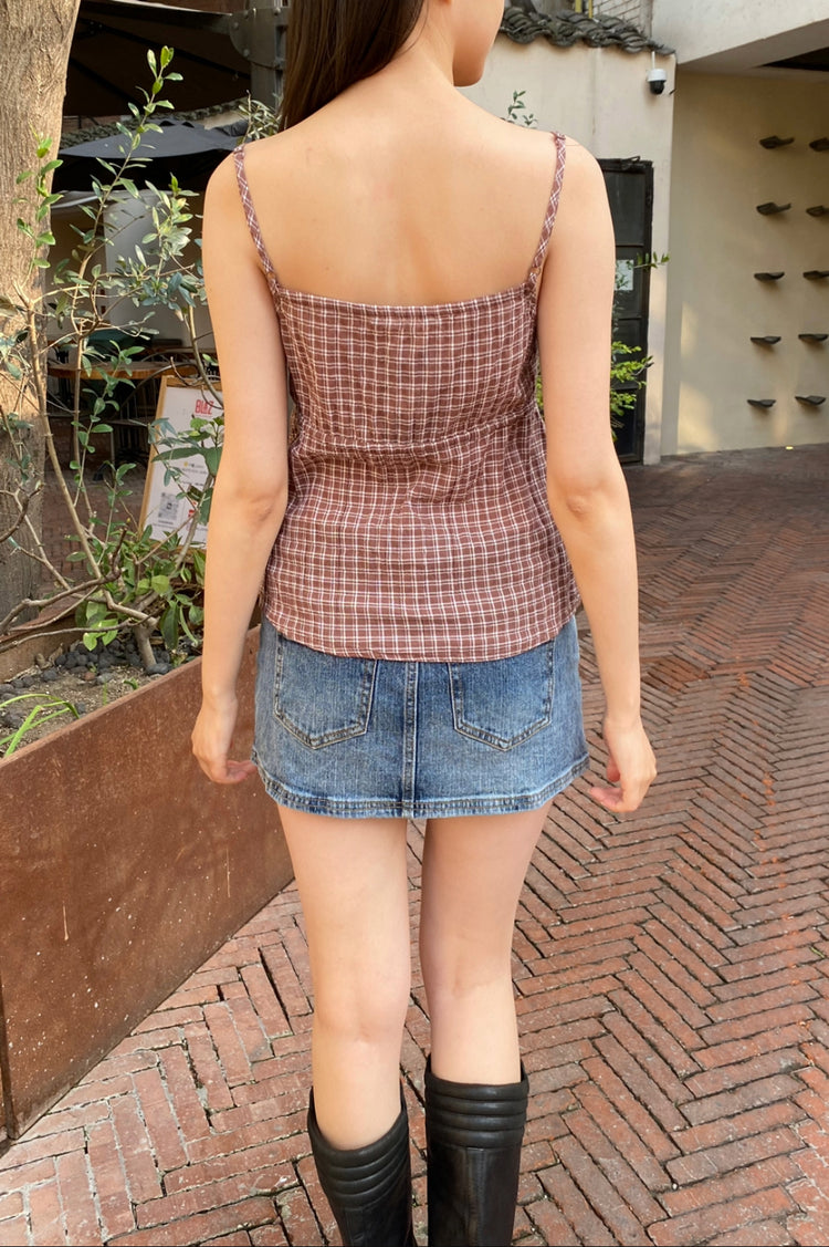 Tiffany Gingham Top | Brown Plaid / XS/S