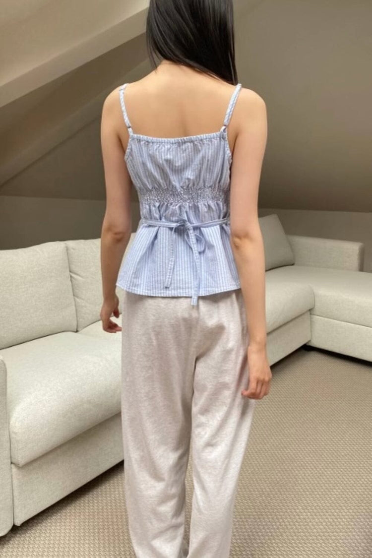 Tiffany Striped Tank | Light Blue With White Stripes