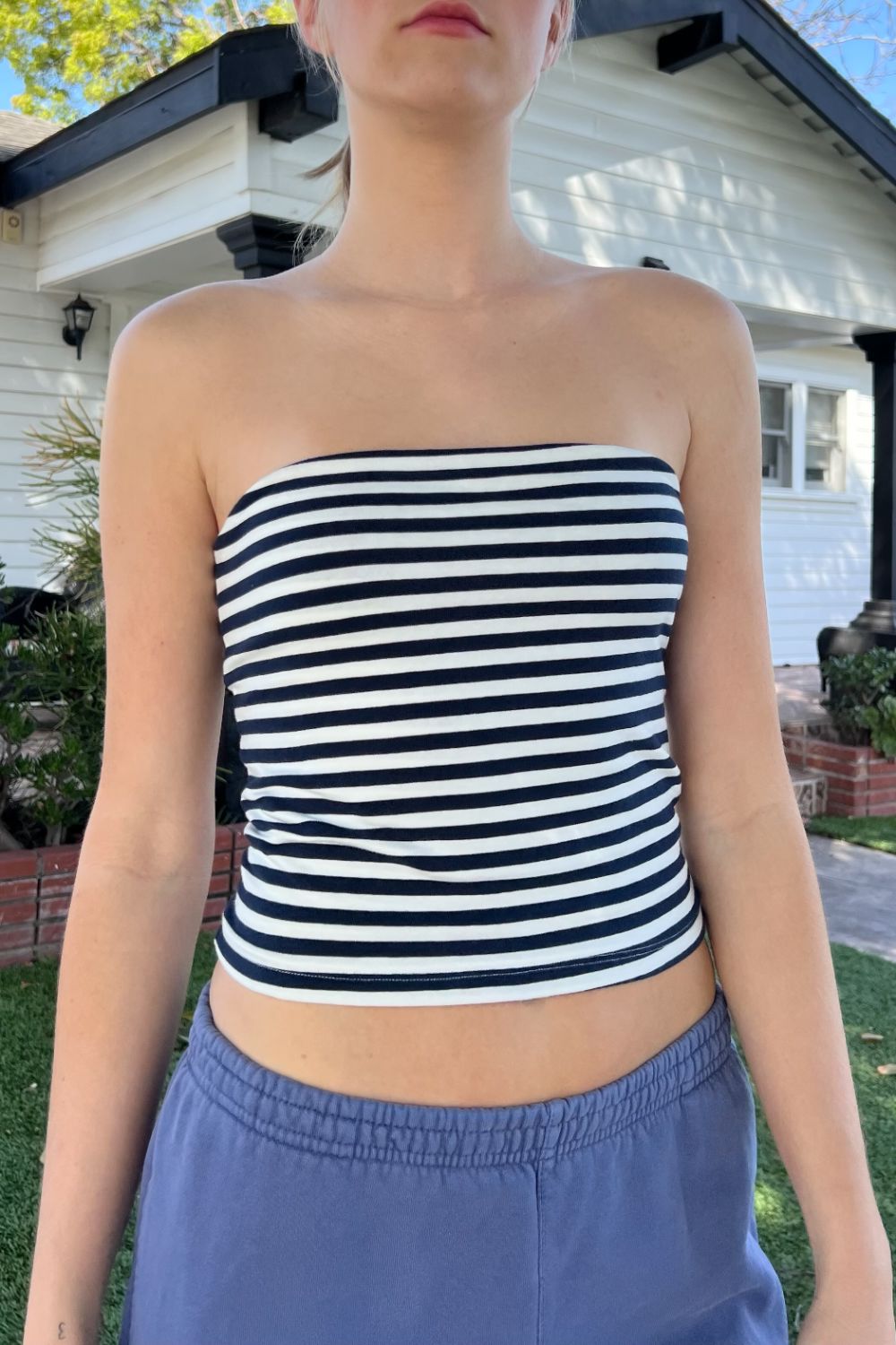 Amelia Stripes Top | Navy Blue White Stripes / XS/S