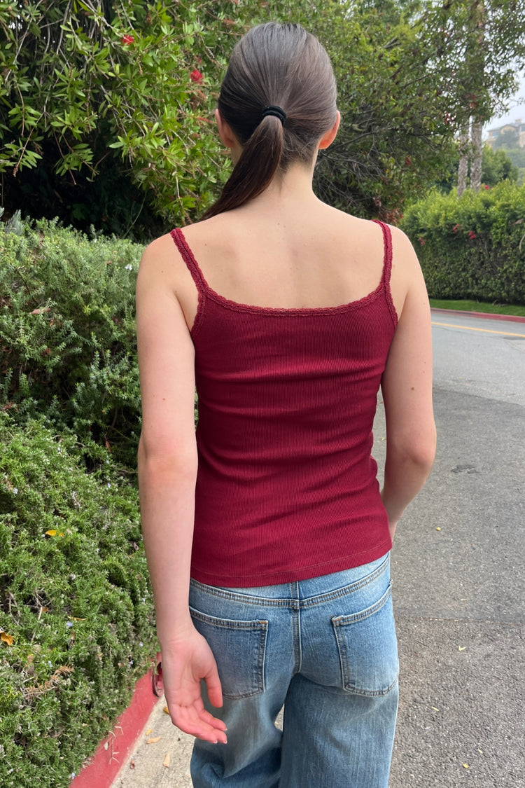 Amaya Lace Tank | Burgundy / XS/S