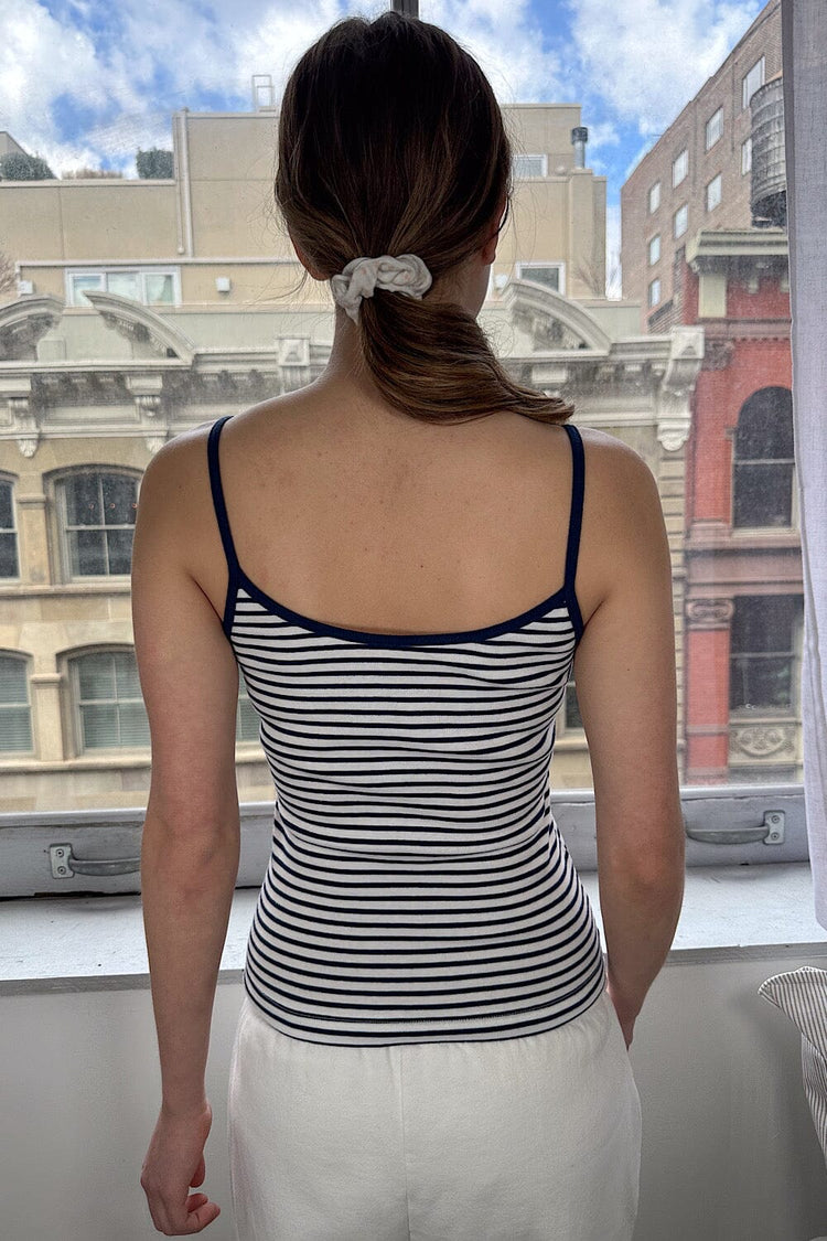 Skylar Stripe Tank | Off White with Black Stripes / XS/S