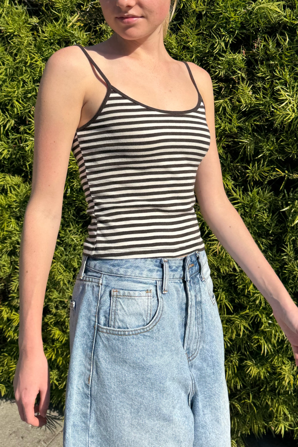 Skylar Striped Tank | Ivory Brown Thick Stripes / XS/S