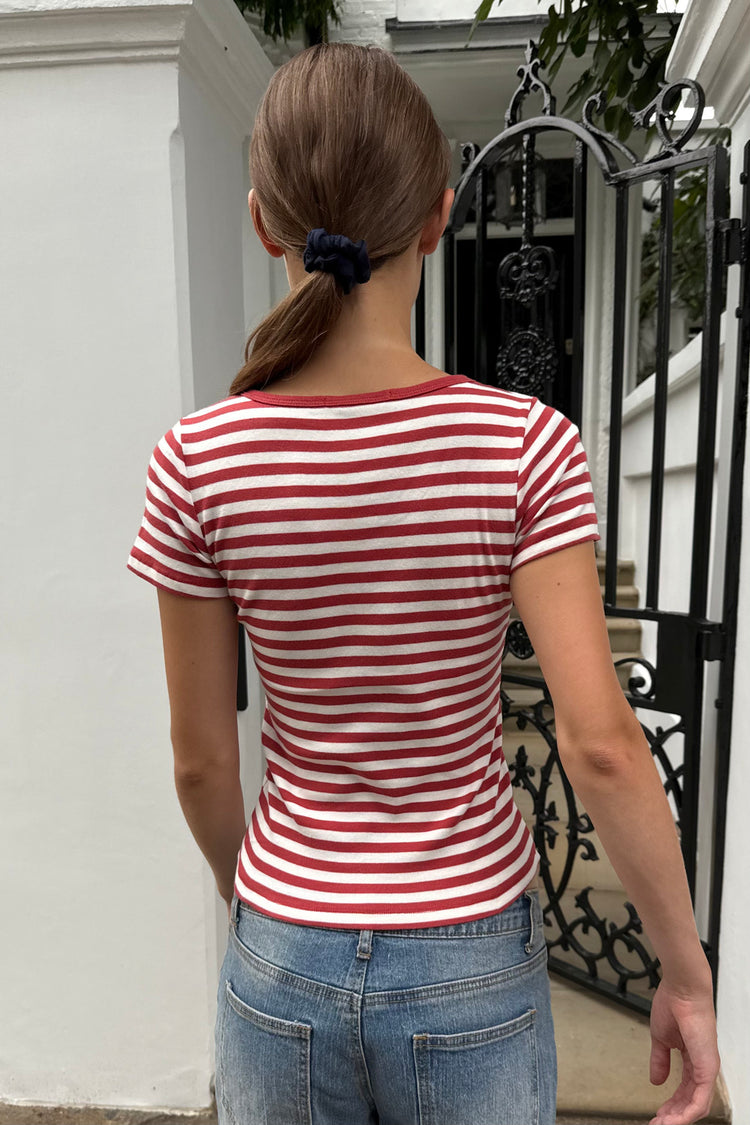 Zelly Stripe Top | Faded Red And White Stripe