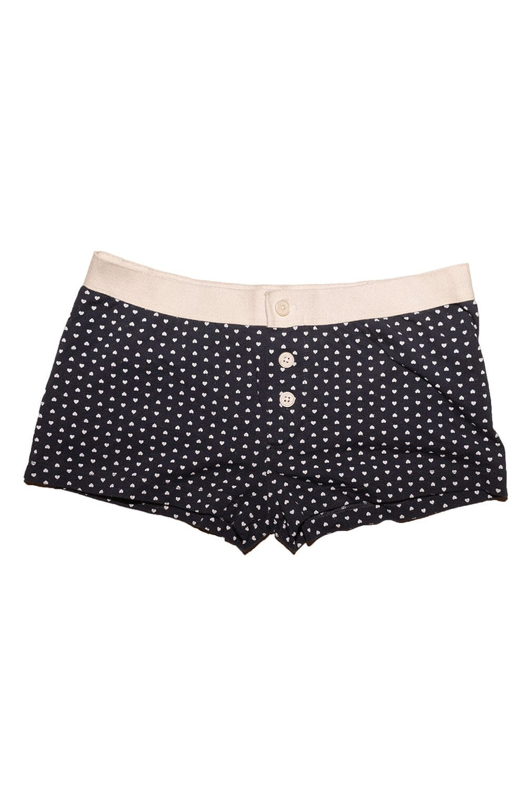 Boy Short Heart Underwear | Navy Blue with White Hearts / XS/S