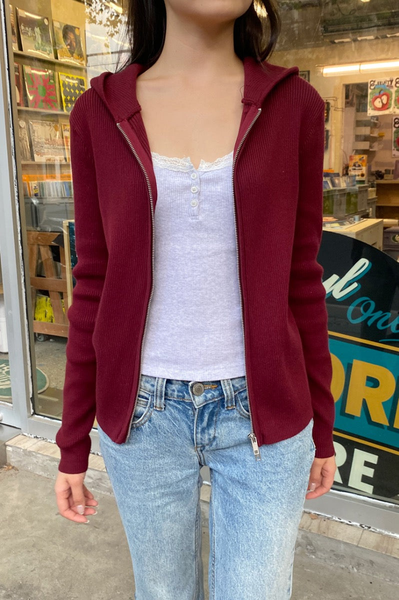 Arden Crop Hoodie | Bordeaux