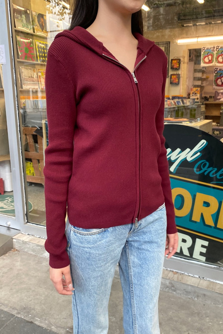 Arden Crop Hoodie | Bordeaux