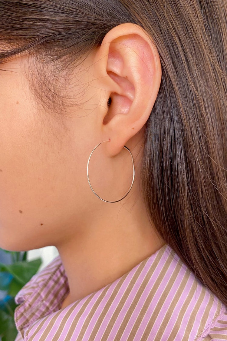 Thin Hoop Earrings | Silver