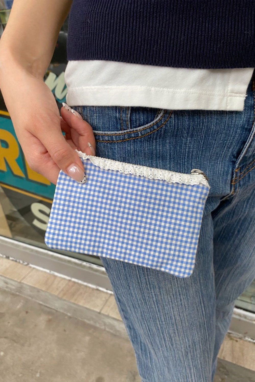 Gingham Coin Purse | Blue Light Gingham