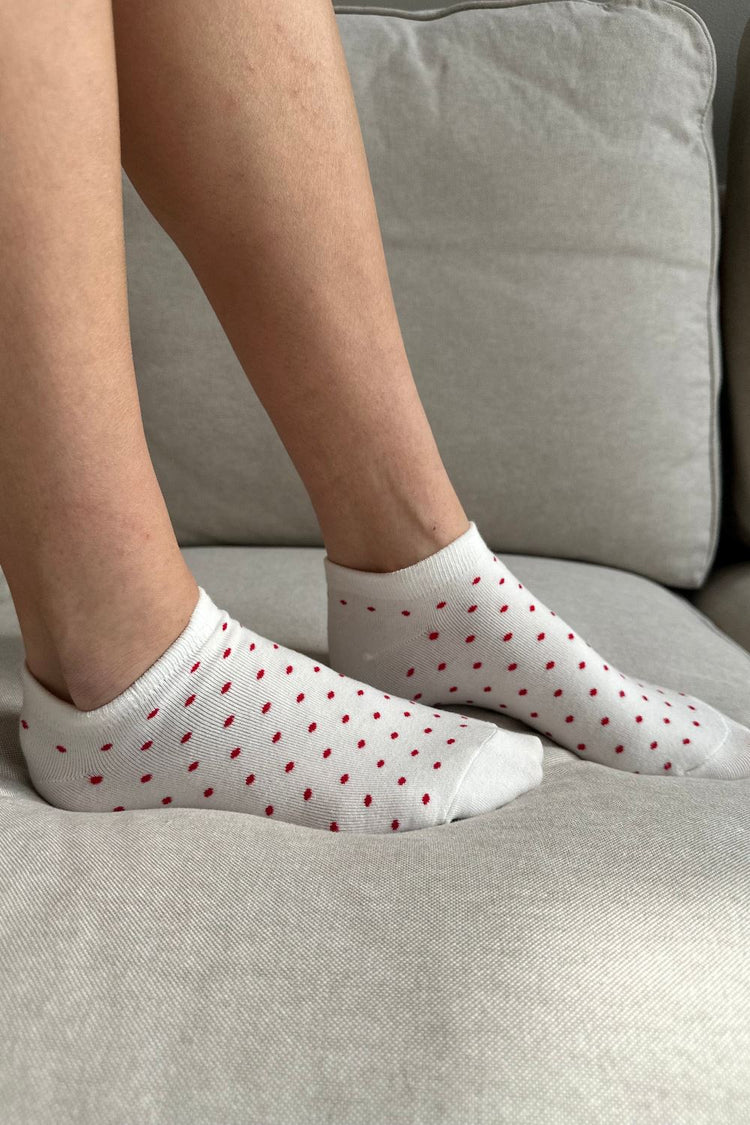Polka Dots Socks | White Red Polka Dots