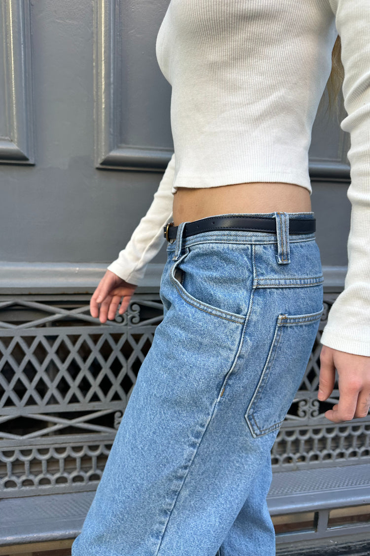 Faux Leather Buckle Belt | Navy Blue