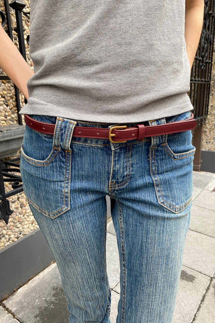 Faux Leather Buckle Belt | Bordeaux