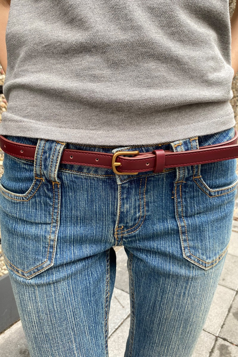 Faux Leather Buckle Belt | Bordeaux
