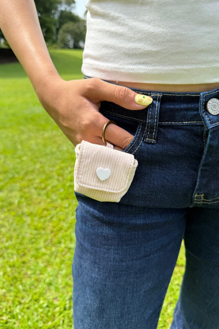 Striped Mini Chain Bag | White And Light Pink Stripes