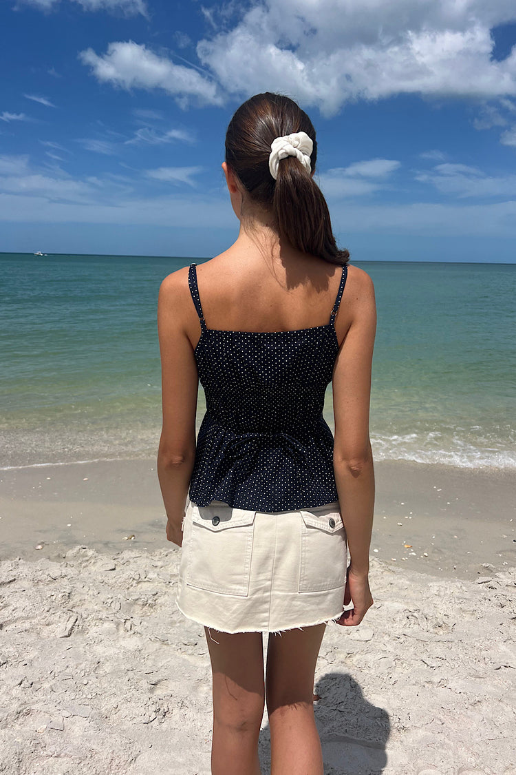 Tiffany Polka Dot Tank | Faded Navy Blue With White Polka Dots / XS/S