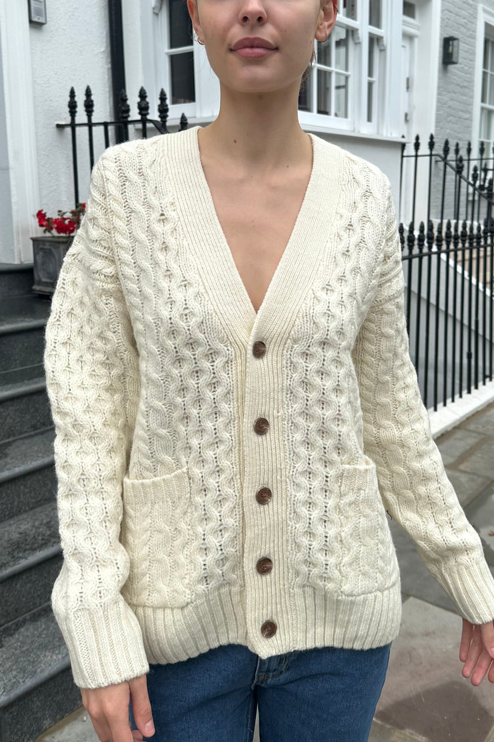 Ivory cable knit sweater best sale