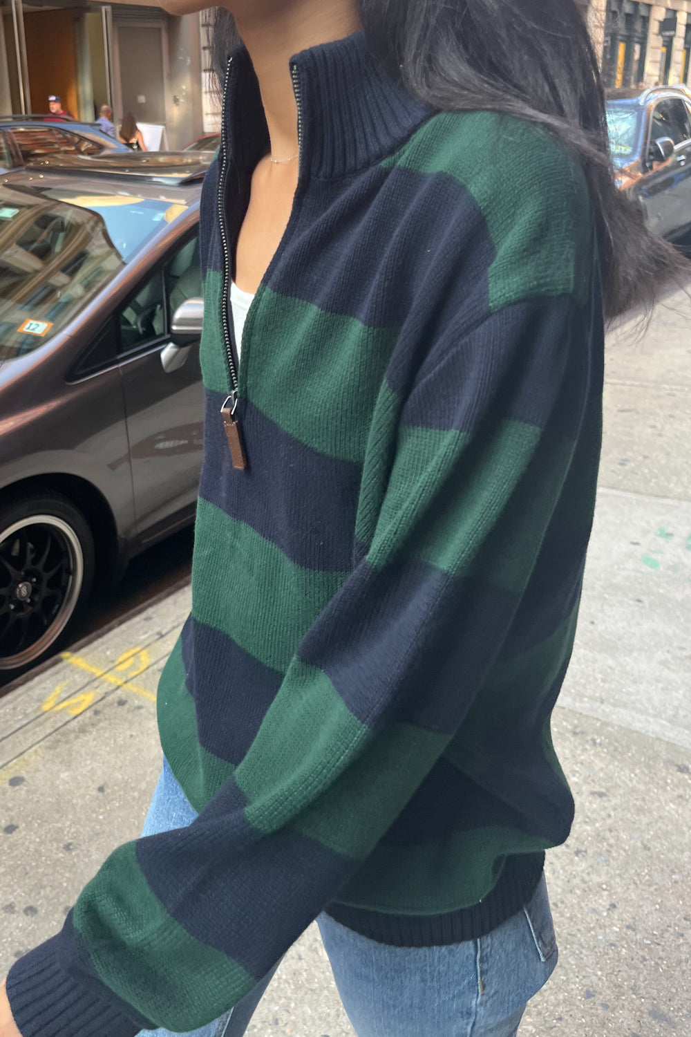 Casey Sweater | Green Blue Stripe