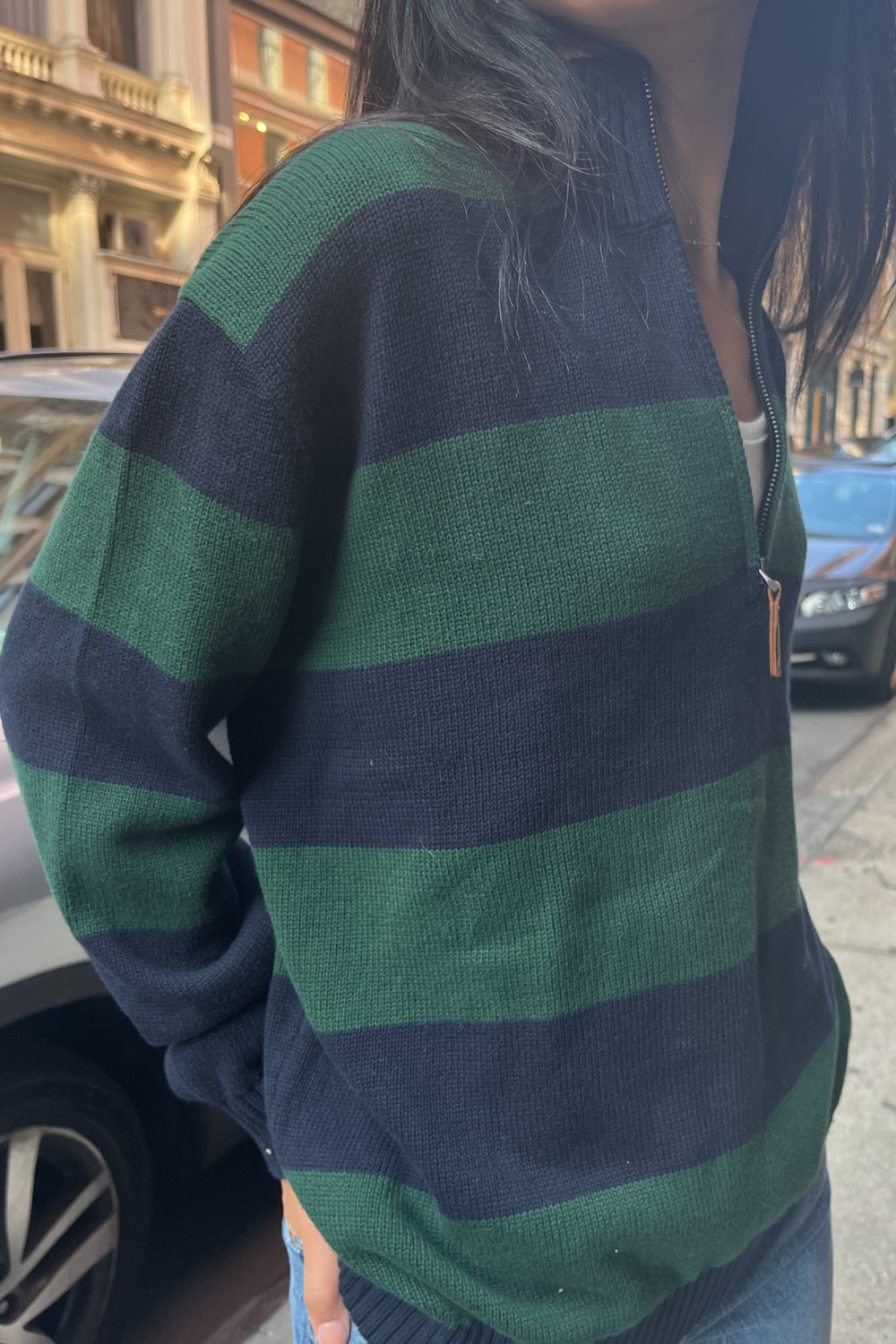 Casey Sweater | Green Blue Stripe