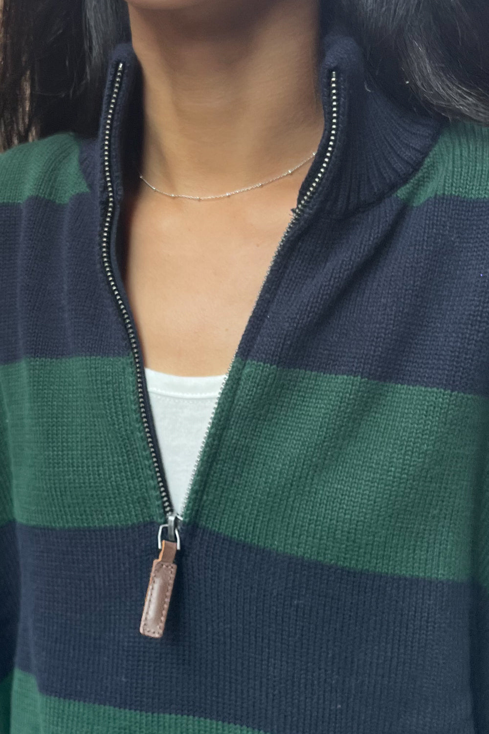 Casey Sweater | Green Blue Stripe